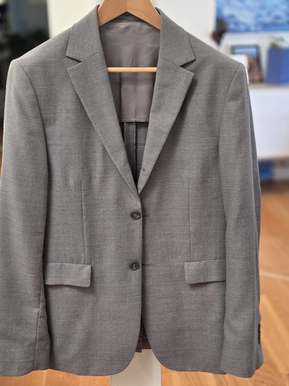 COS Men's 40R Rayon Unlined Solid Gray Two-Button Blazer W/ Sturgeon Cuffs